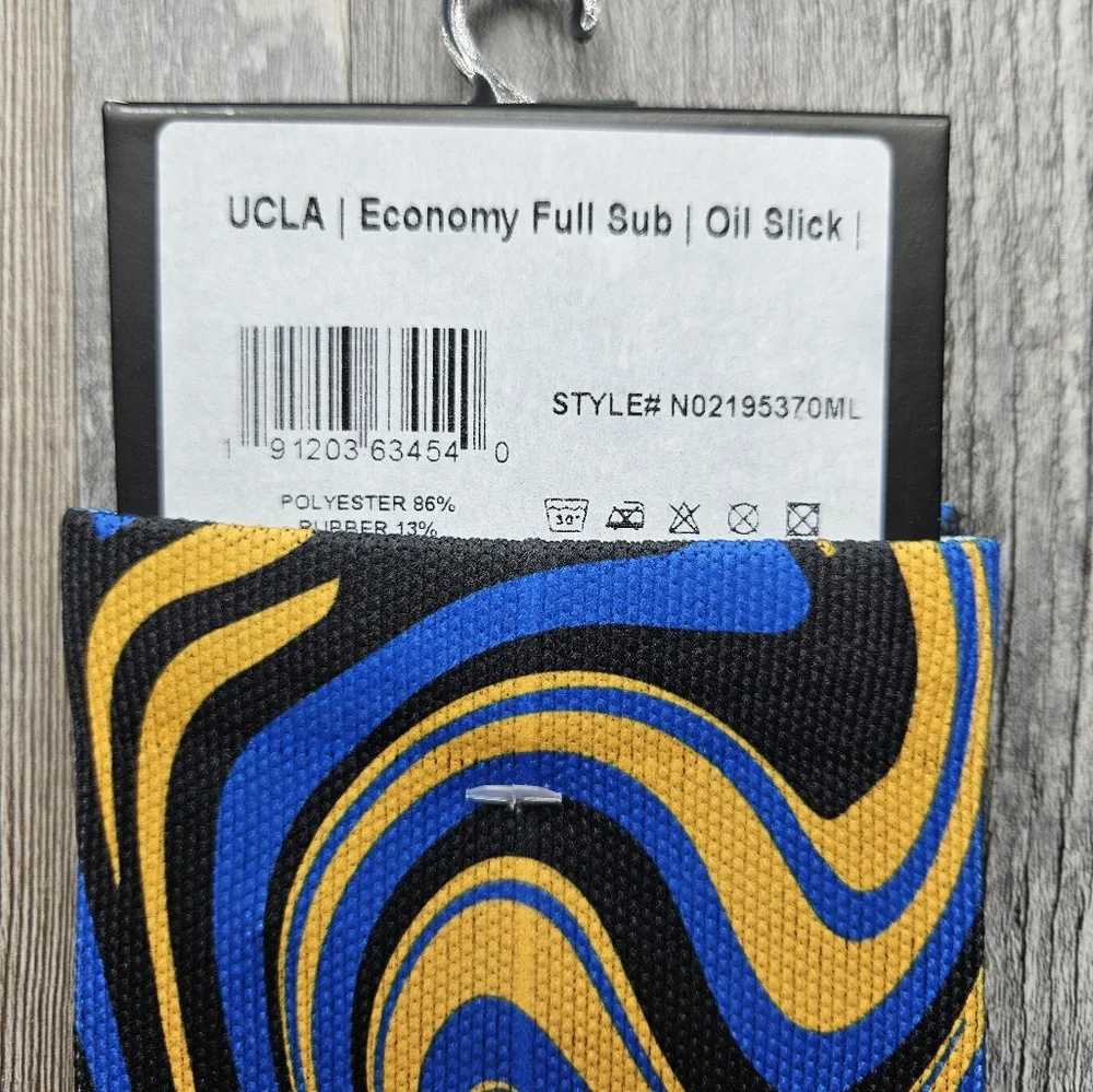 Strideline Socks UCLA NEW Medium Blue Yellow Oil Slick Pattern